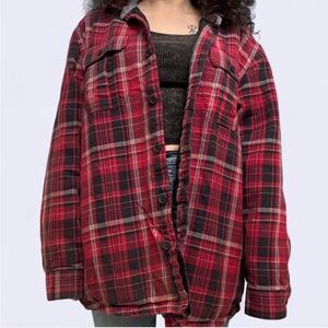 L.L. Bean Quilted Lining Flannel Shirt Jacket - Red Plaid XL